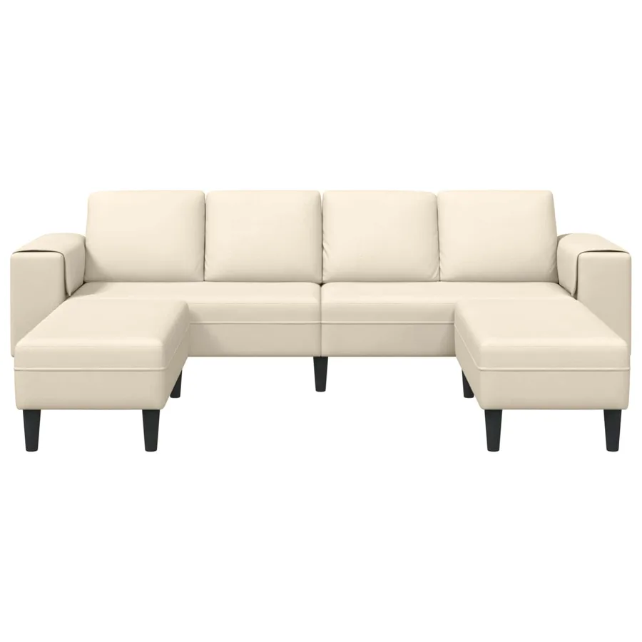 Canapé Crème 250 x 188 x 76 cm Tissu en velours côtelé - 4
