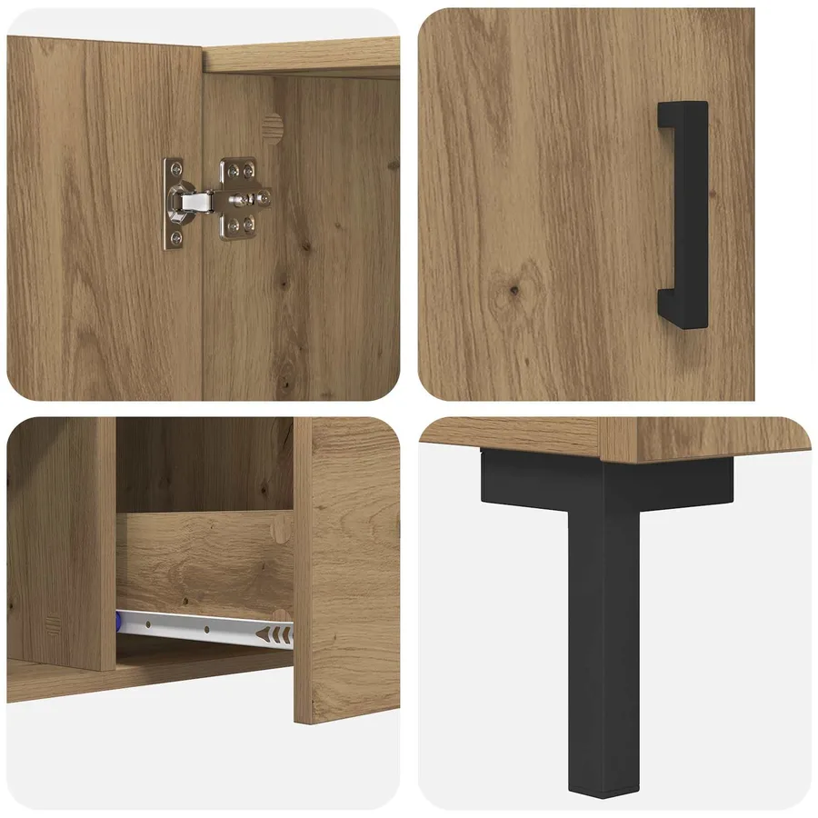 Buffet Chêne artisanal 100 x 36 x 60 cm Bois d'ingénierie - 9