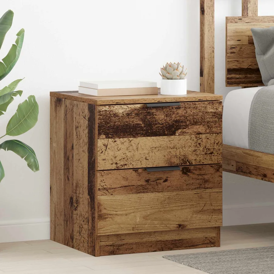 Cabinet de chevet avec tiroir 2 pcs Bois ancien 45 x 39 x 50cm