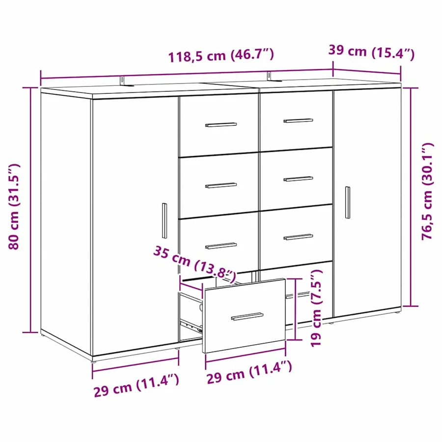 Buffets CORONA 2 pcs Chêne artisanal 59 x 39 x 80 cm - 16