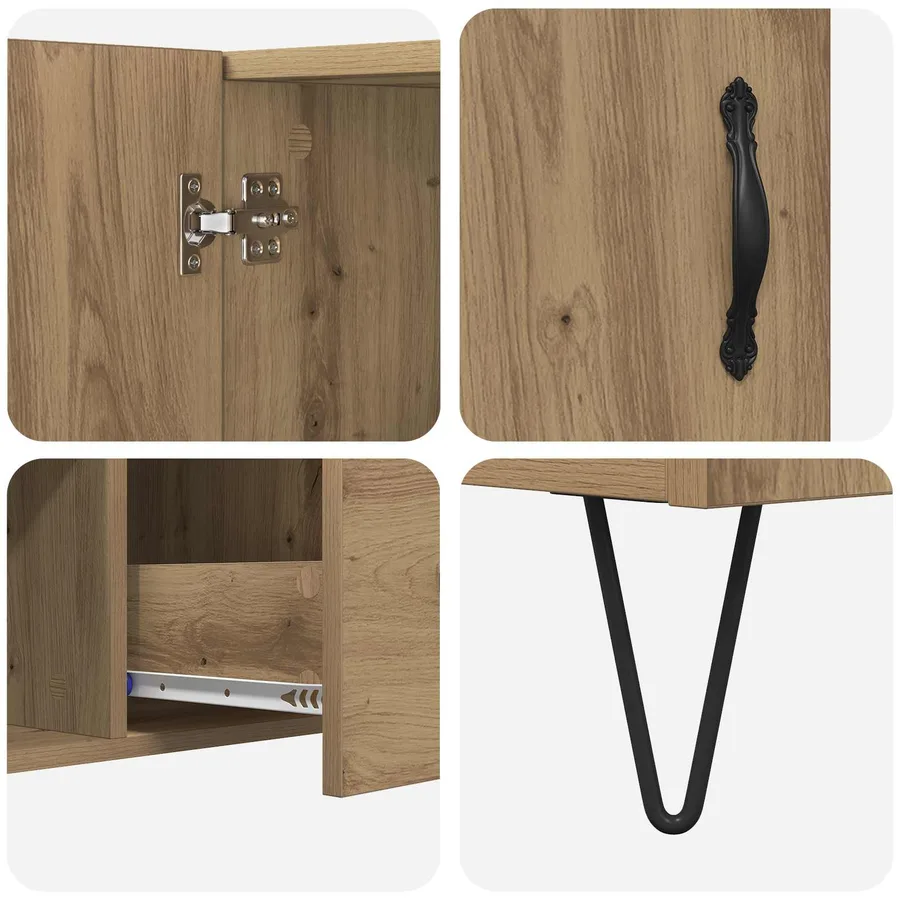 Buffet Chêne artisanal 100 x 36 x 60 cm Bois d'ingénierie - 9