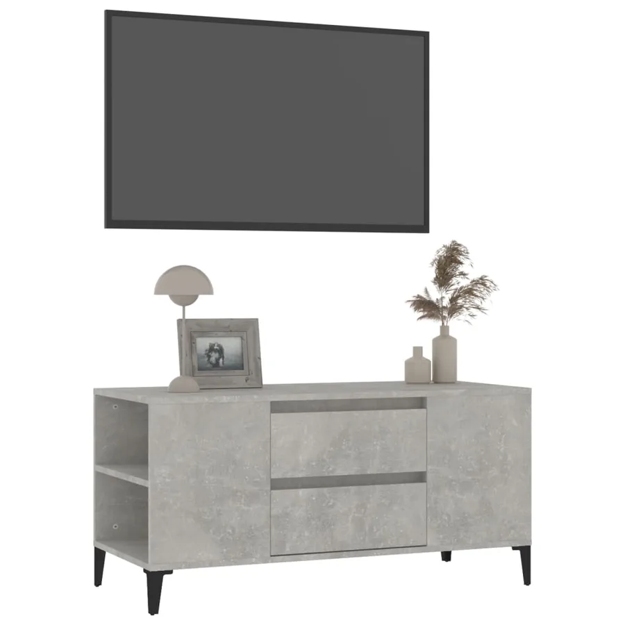 Meuble TV Gris béton 102x44,5x50 cm Bois d'ingénierie - 4