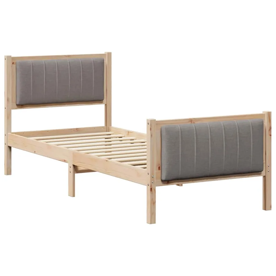 Cadre de lit Marron et taupe 75 x 190 cm Bois massif en pin - 2