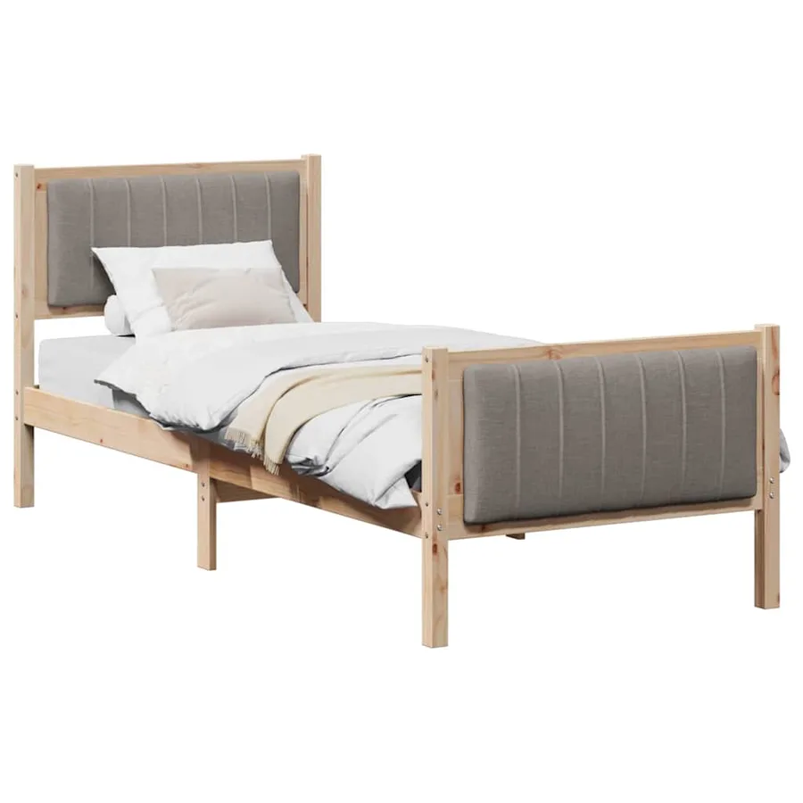 Cadre de lit Marron et taupe 75 x 190 cm Bois massif en pin - 3