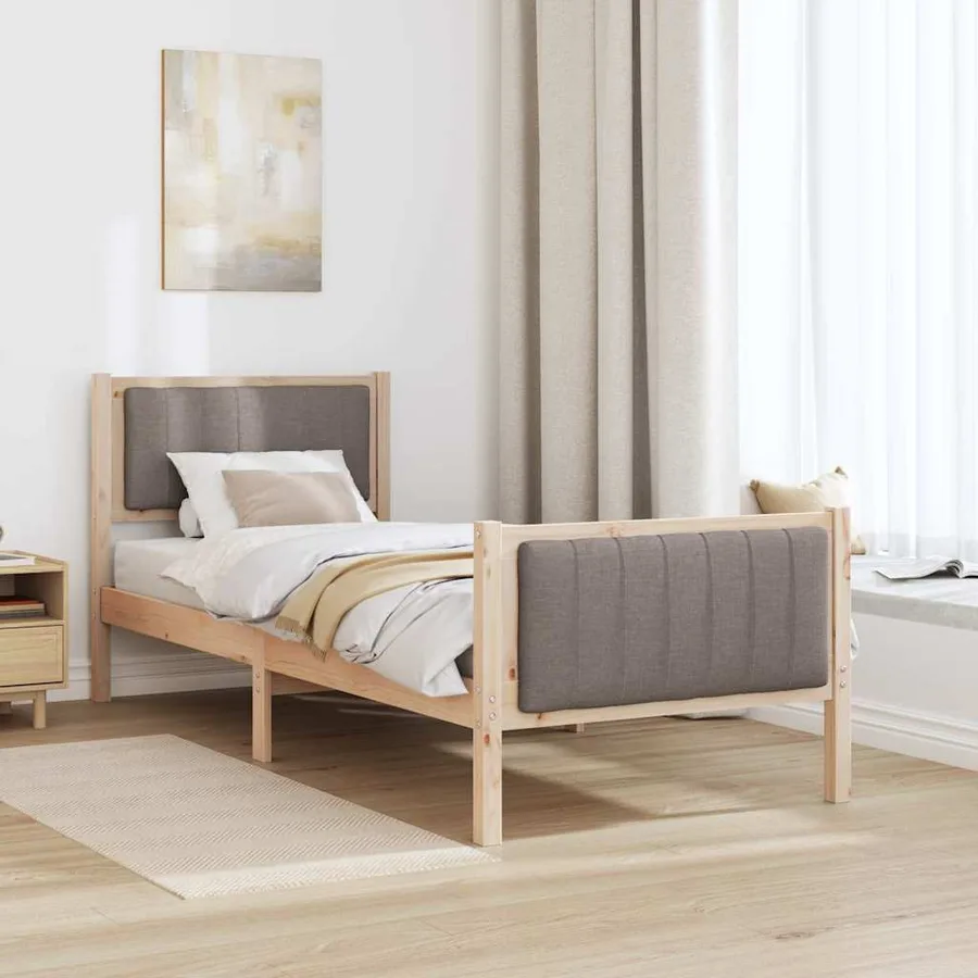 Cadre de lit Marron et taupe 75 x 190 cm Bois massif en pin - 4