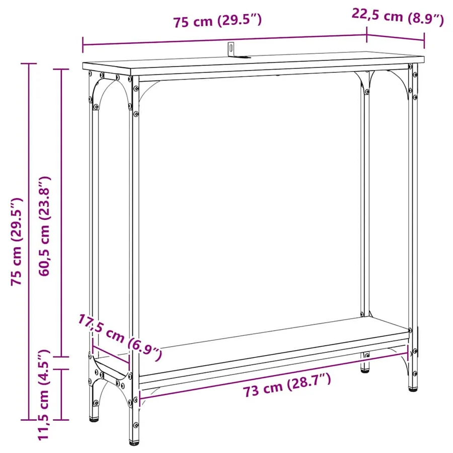 Table console Chêne artisanal 75 x 22,5 x 75 cm - 14