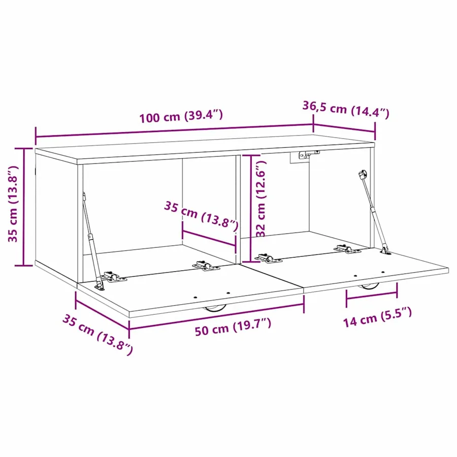 Armoire Murale Chêne noir 100 x 36,5 x 35 cm Bois d'ingénierie - 12