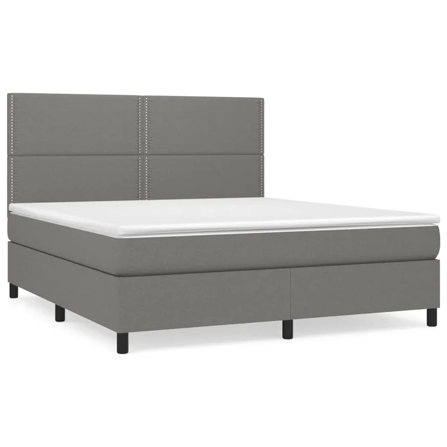 Sommier à lattes de lit avec matelas Gris foncé 180x200cm Tissu - 2