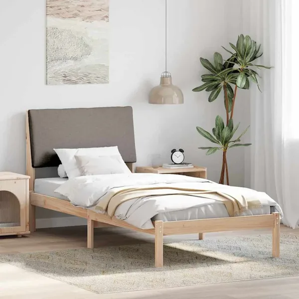 Cadre de lit Marron et taupe 100 x 200 cm Bois massif en pin
