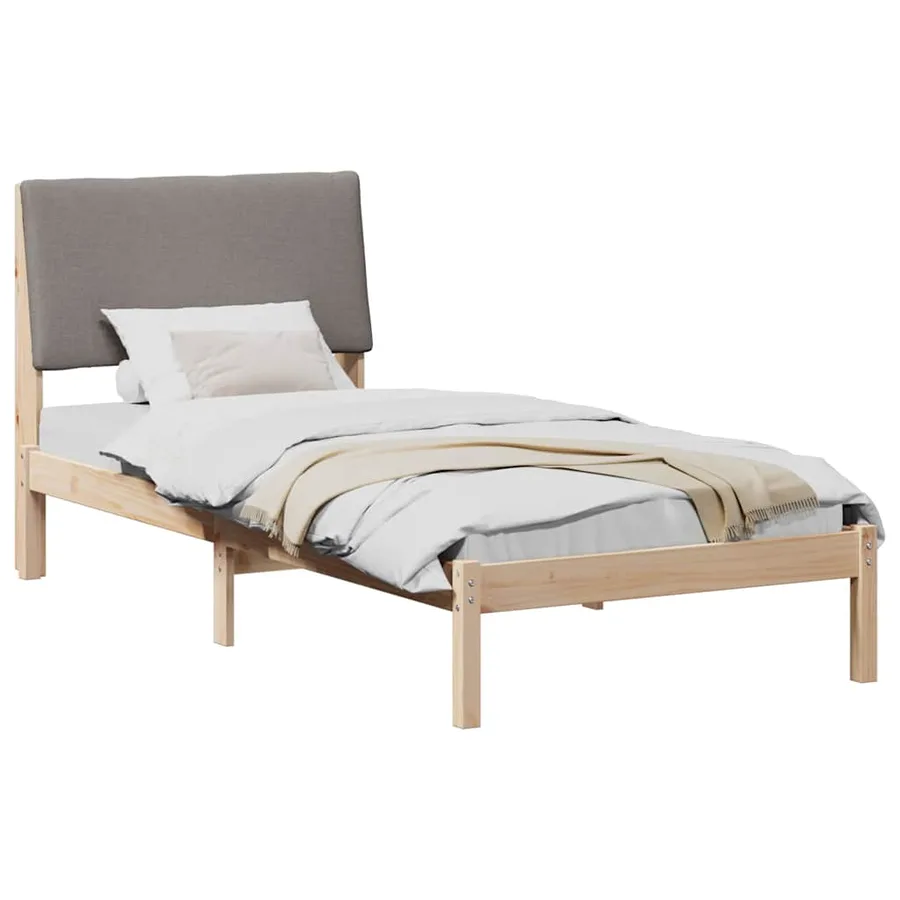 Cadre de lit Marron et taupe 100 x 200 cm Bois massif en pin - 3