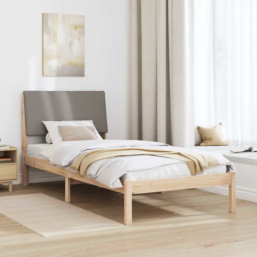 Cadre de lit Marron et taupe 100 x 200 cm Bois massif en pin - 4