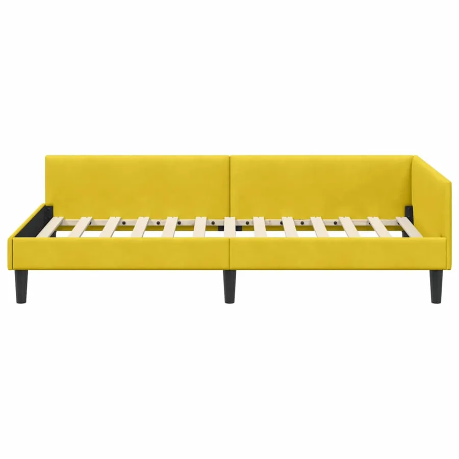 Cadre de lit d'angle Jaune 90 cm x 190 cm Velours - 5