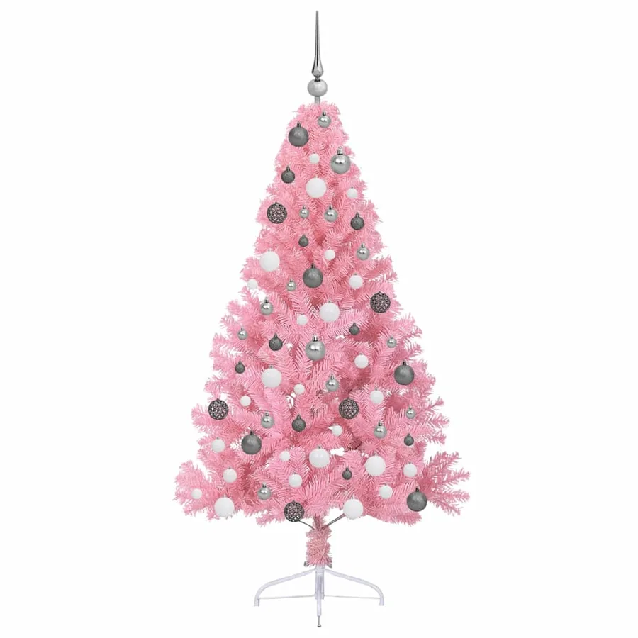 Sapin de Noël artificiel pré-éclairé Rose 180 cm PVC - 5