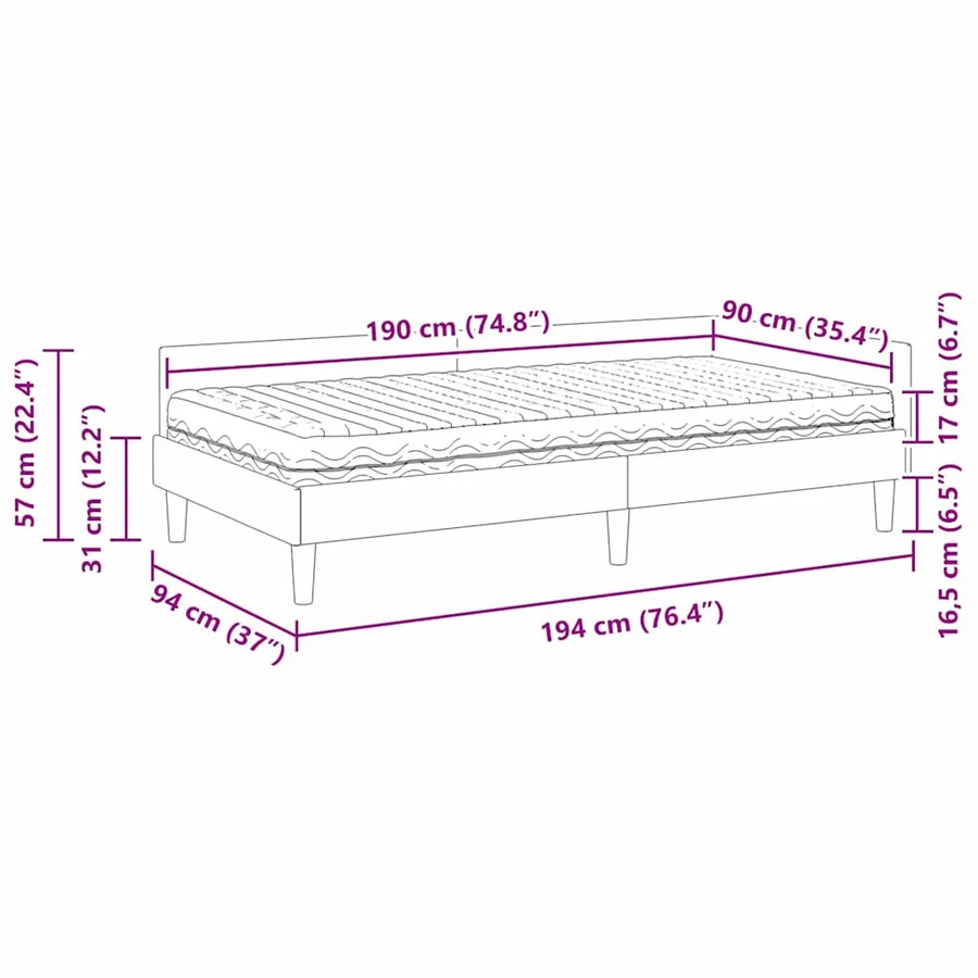 Cadre de lit d'angle avec matelas Autre 2 pcs Gris Velours - 14