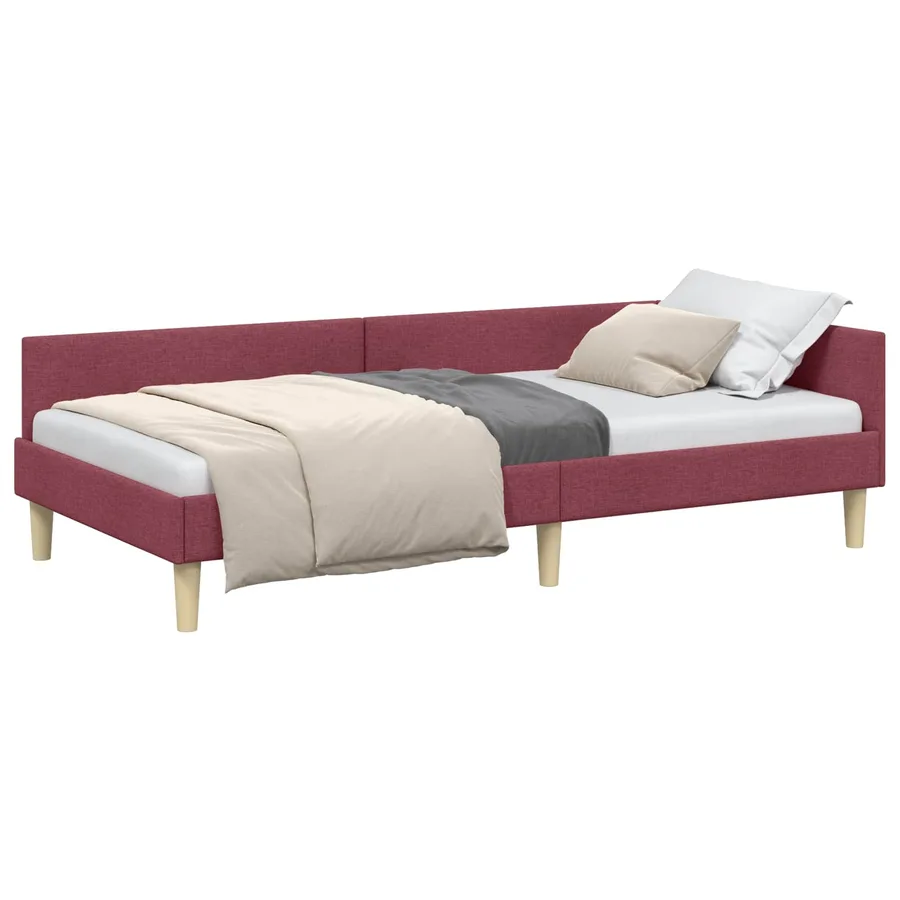 Cadre de lit d'angle Bordeaux 80 x 200 cm tissu - 2