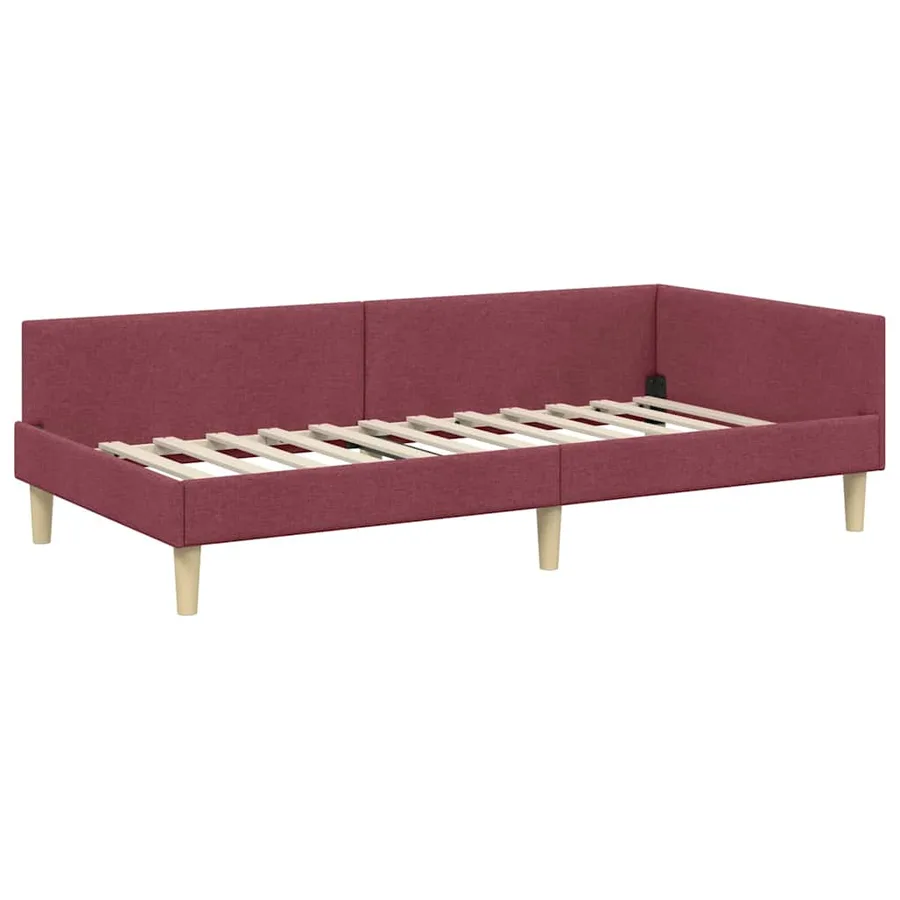 Cadre de lit d'angle Bordeaux 80 x 200 cm tissu - 4