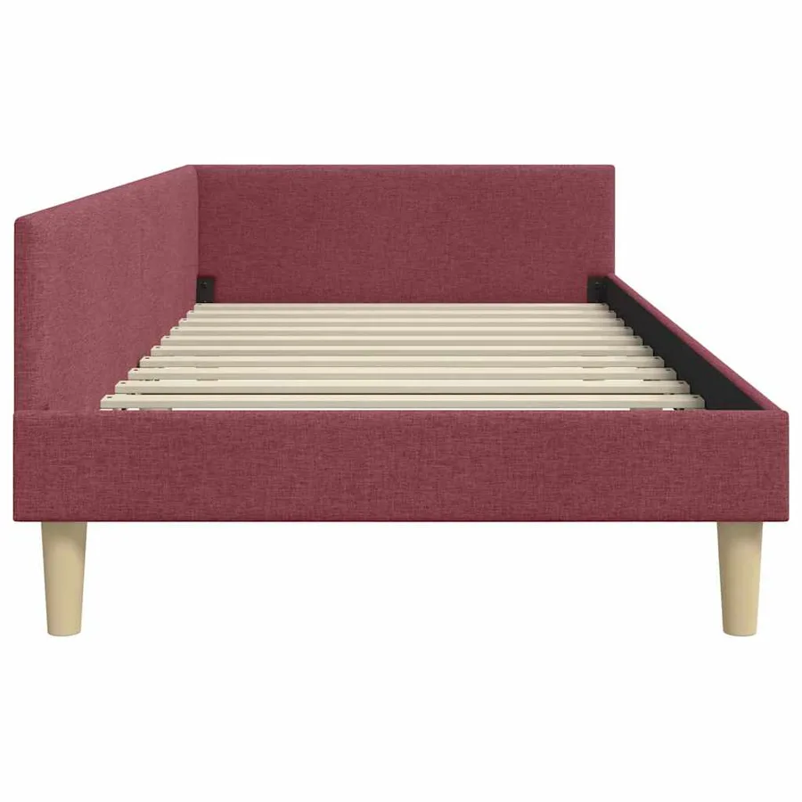 Cadre de lit d'angle Bordeaux 80 x 200 cm tissu - 6