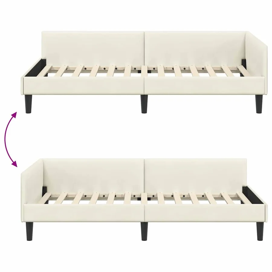 Cadre de lit d'angle Crème 100 cm x 200 cm Velours - 9