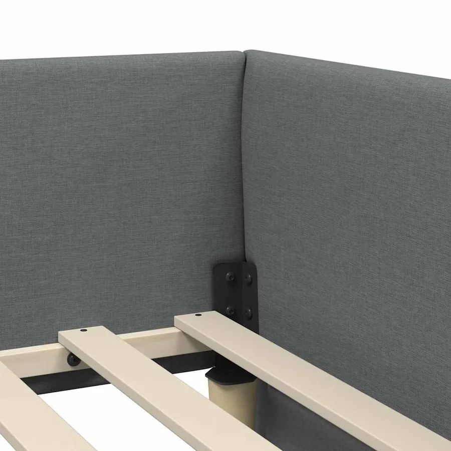 Cadre de lit d'angle avec matelas avec matelas 2 pcs Gris tissu - 10