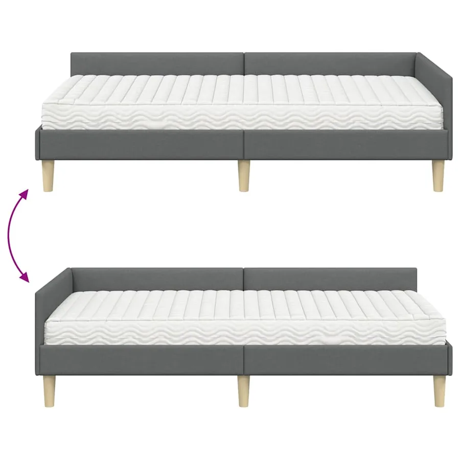 Cadre de lit d'angle avec matelas avec matelas 2 pcs Gris tissu - 12
