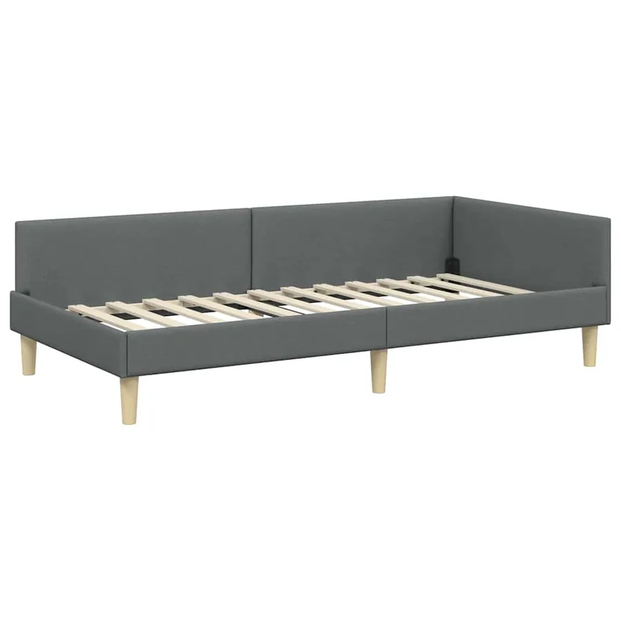 Cadre de lit d'angle avec matelas avec matelas 2 pcs Gris tissu - 6
