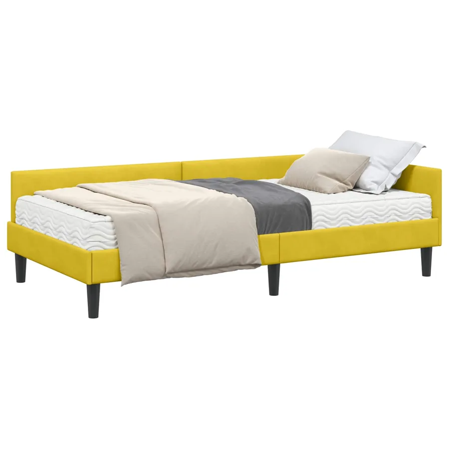 Cadre de lit d'angle avec matelas Autre 2 pcs Jaune Velours - 2
