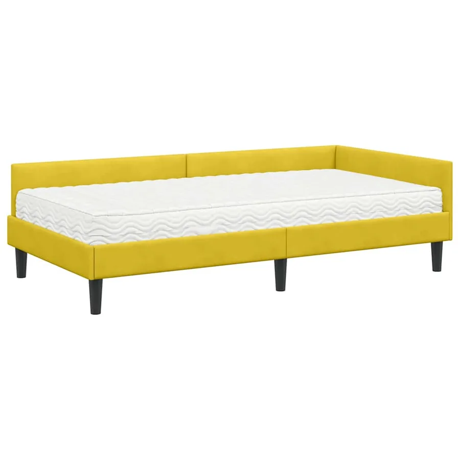 Cadre de lit d'angle avec matelas Autre 2 pcs Jaune Velours - 4