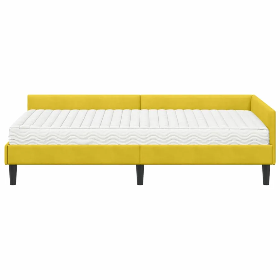 Cadre de lit d'angle avec matelas Autre 2 pcs Jaune Velours - 5
