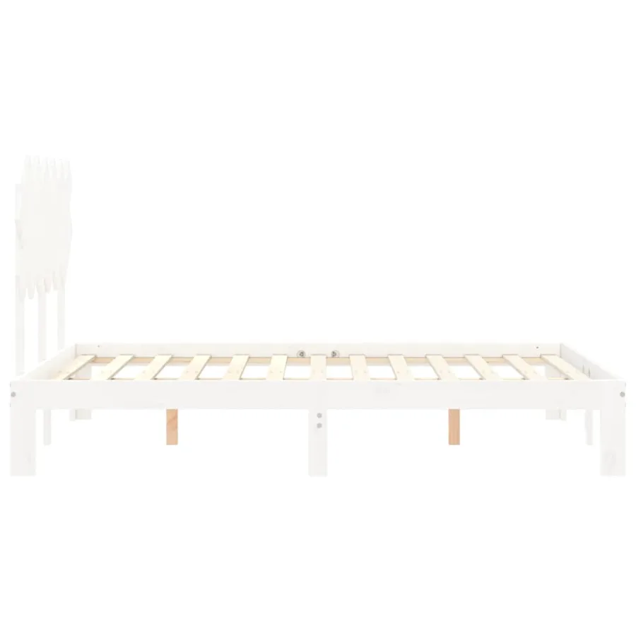 Cadre de lit sans matelas blanc 120x200 cm bois de pin massif - 7