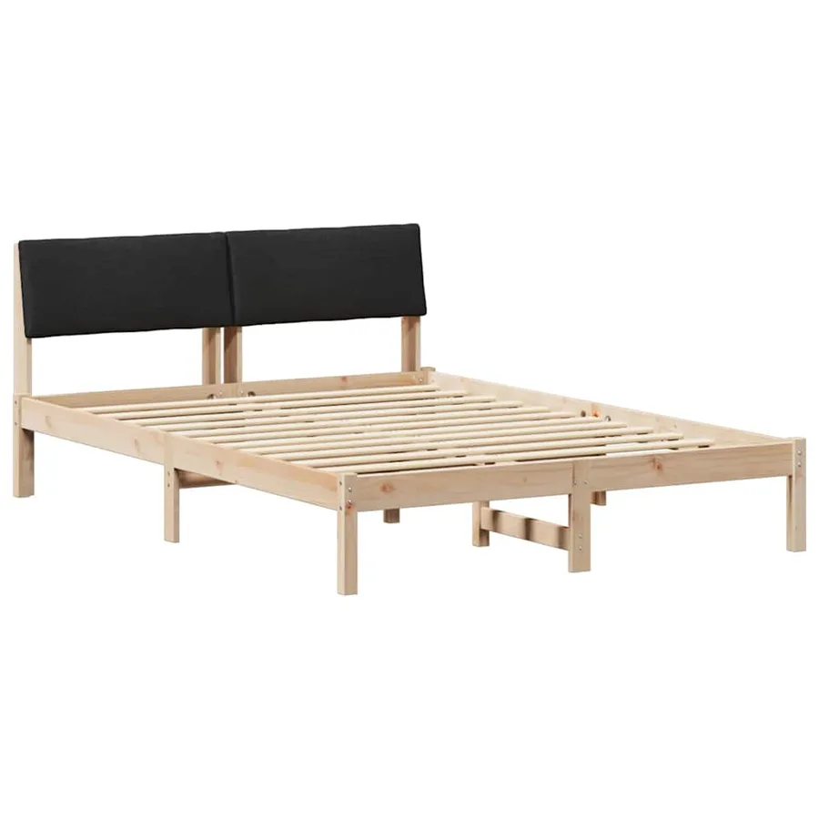 Cadre de lit Marron et noir 150 x 200 cm Bois massif en pin - 2