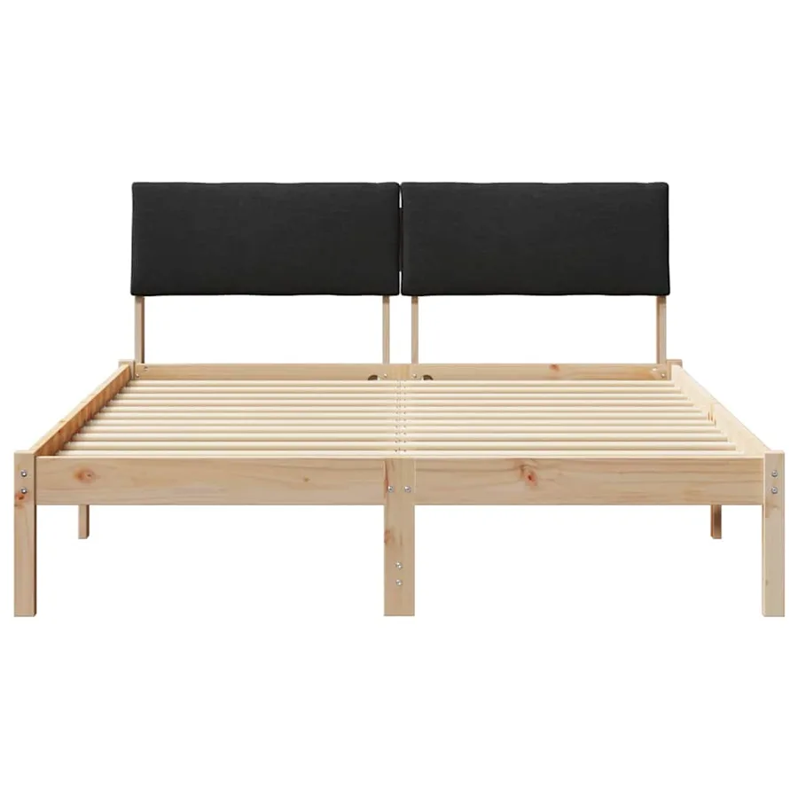 Cadre de lit Marron et noir 150 x 200 cm Bois massif en pin - 5