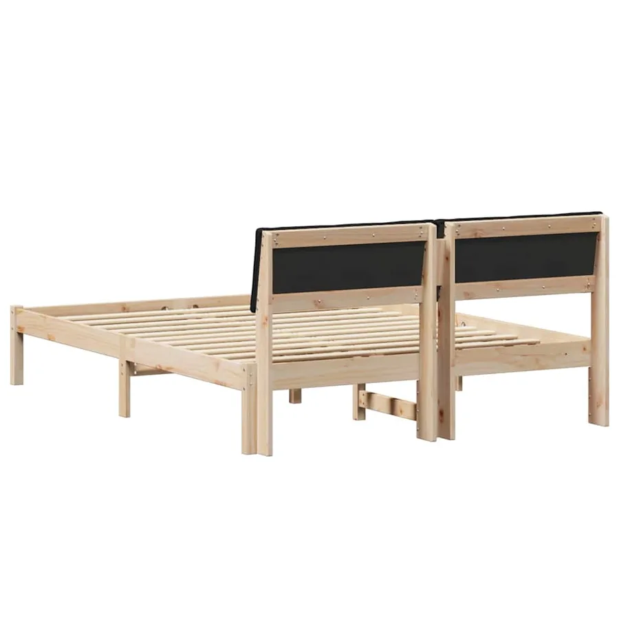 Cadre de lit Marron et noir 150 x 200 cm Bois massif en pin - 7