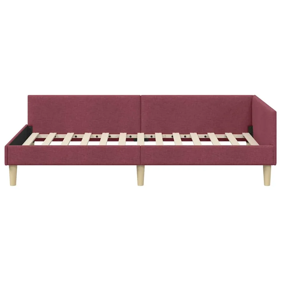 Cadre de lit d'angle Bordeaux 90 x 190 cm tissu - 5
