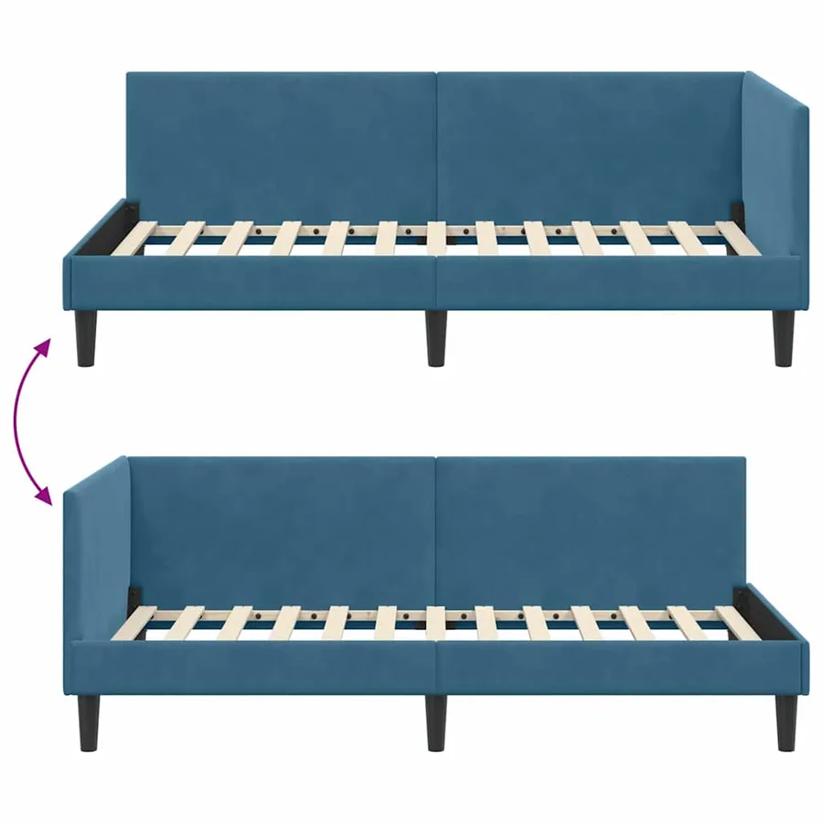 Cadre de lit d'angle Bleu 100 cm x 200 cm Velours - 9