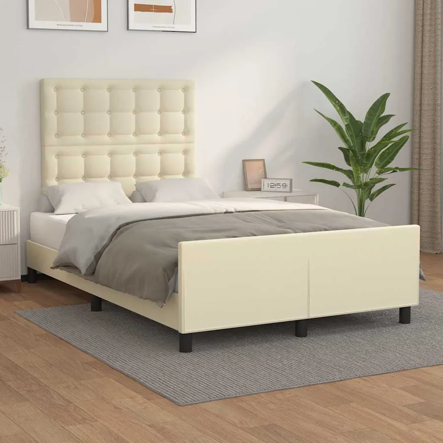 Cadre de lit sans matelas crème 120x190 cm similicuir