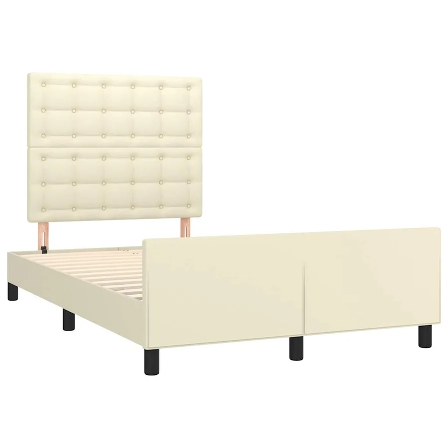 Cadre de lit sans matelas crème 120x190 cm similicuir - 3