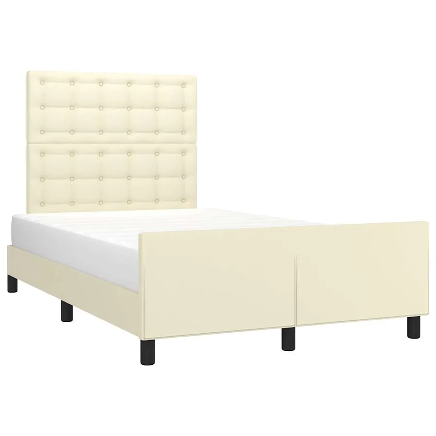 Cadre de lit sans matelas crème 120x190 cm similicuir - 4