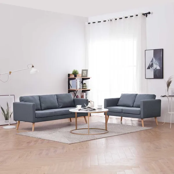 Ensemble de canapés à 2 places et à 3 places Tissu Gris foncé