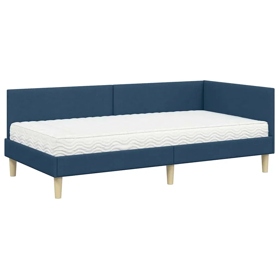Cadre de lit d'angle avec matelas Autre 2 pcs Bleu tissu - 4