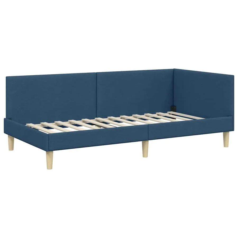 Cadre de lit d'angle avec matelas Autre 2 pcs Bleu tissu - 6