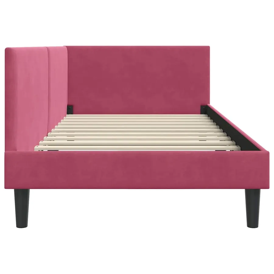 Cadre de lit d'angle Bordeaux 100 cm x 200 cm Velours - 6