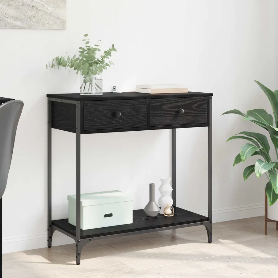 Table console Chêne noir 75 x 34,5 x 75 cm Bois d'ingénierie