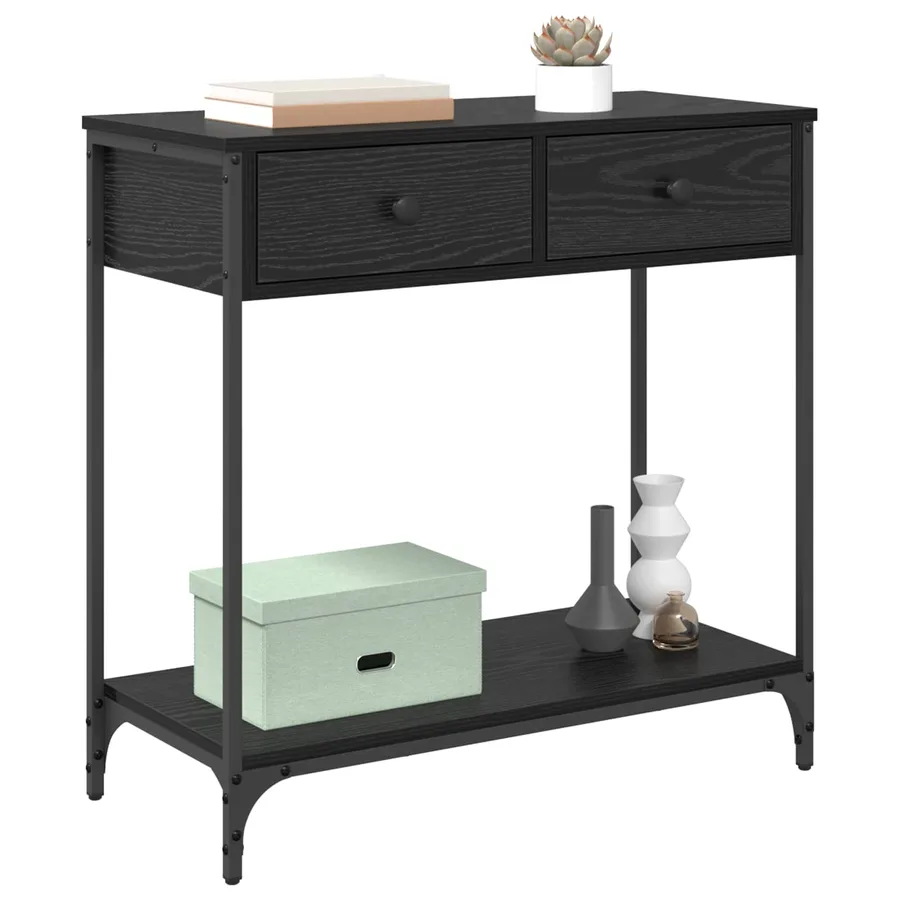Table console Chêne noir 75 x 34,5 x 75 cm Bois d'ingénierie - 3