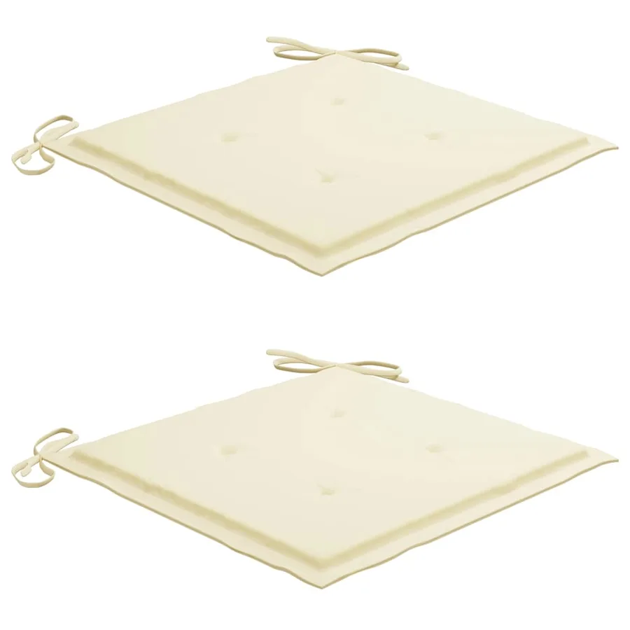 Chaises de jardin lot de 2 et coussins crème Bois teck massif - 5