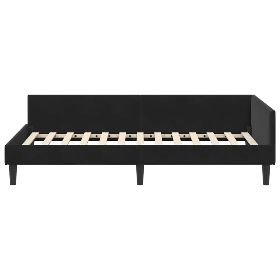 Cadre de lit d'angle Noir 90 cm x 200 cm Velours - 5