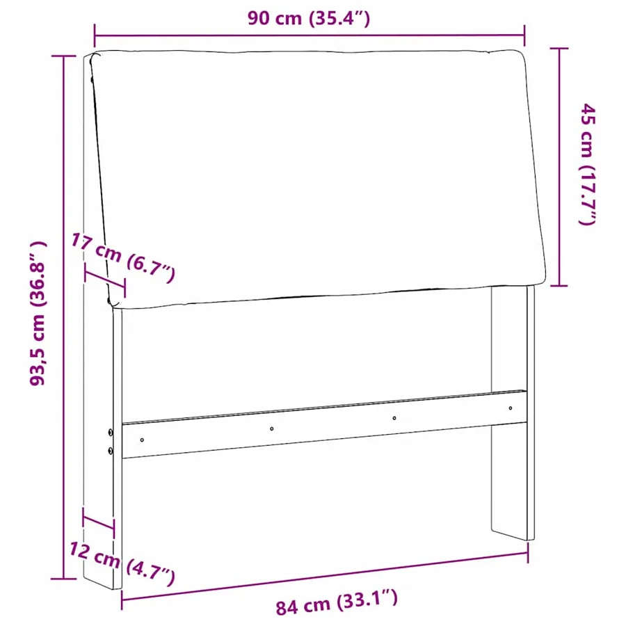 Tête de lit capitonnée Gris clair 90 cm Pin massif - 11