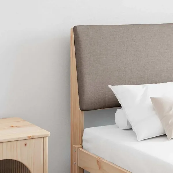 Tête de lit capitonnée Taupe 200 cm Pin massif