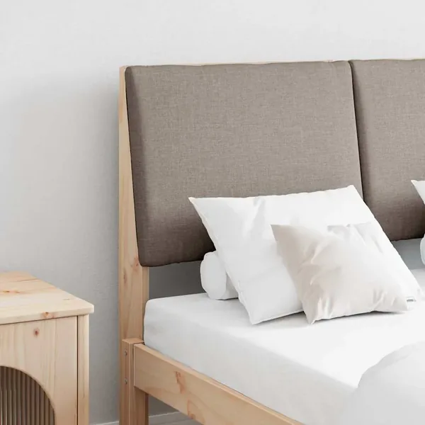 Tête de lit capitonnée Taupe 135 cm Pin massif