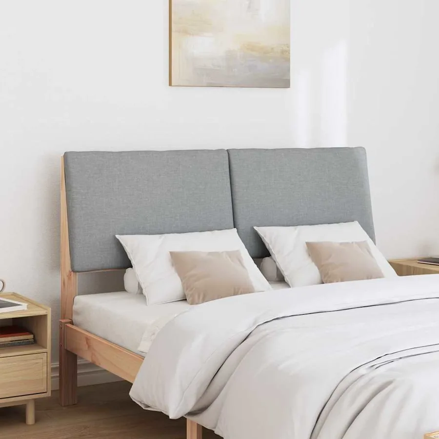 Tête de lit capitonnée Gris clair 140 cm Pin massif - 3