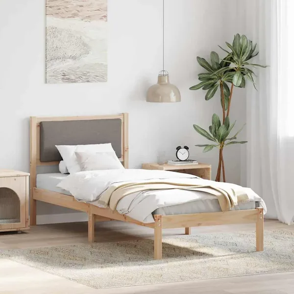 Cadre de lit avec tête de lit Taupe 80 x 200 cm Pin massif